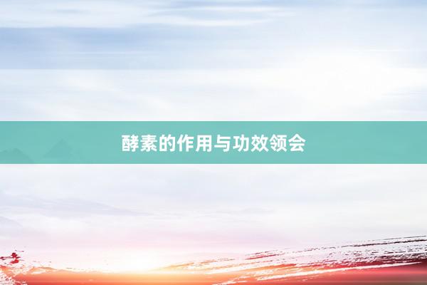 酵素的作用与功效领会
